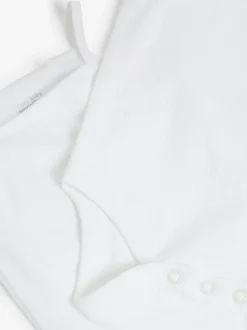 White 7 Pack Baby Strappy Bodysuits