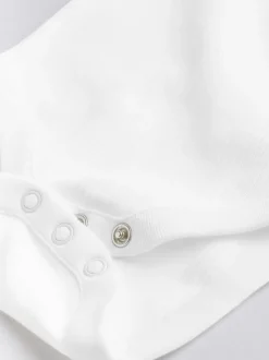 White 7 Pack Baby Strappy Bodysuits