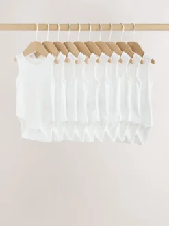 White 10 Pack Baby Vest Bodysuits