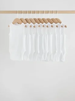 White 10 Pack Baby Vest Bodysuits