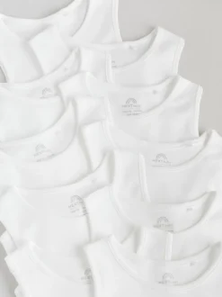 White 10 Pack Baby Vest Bodysuits