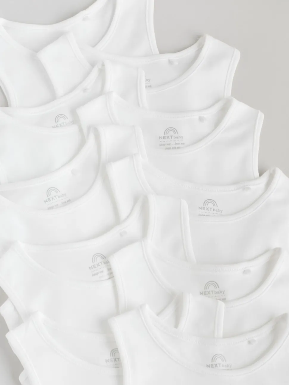 White 10 Pack Baby Vest Bodysuits