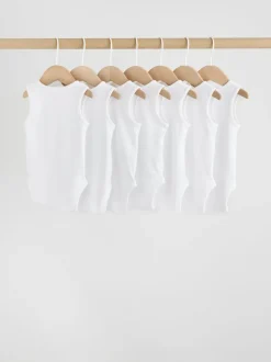 White 7 Pack Baby Vest Bodysuits