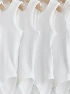 White 7 Pack Baby Vest Bodysuits