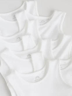 White 7 Pack Baby Vest Bodysuits