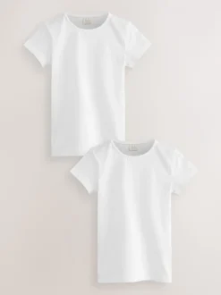 White 2 Pack 100% Cotton Gym School T-Shirts (3-16yrs)