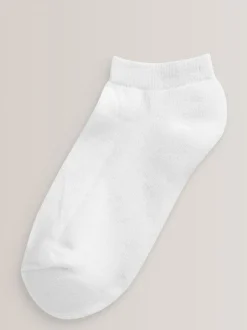 White 5 Pack Cotton Rich Cushioned Sole Trainer Socks