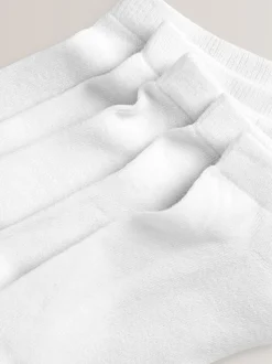 White 5 Pack Cotton Rich Cushioned Sole Trainer Socks