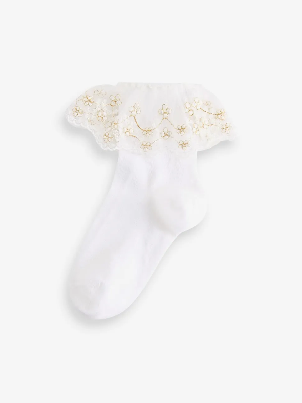 White 2 Pack Cotton Rich Flower Girl Ruffle Ankle Socks