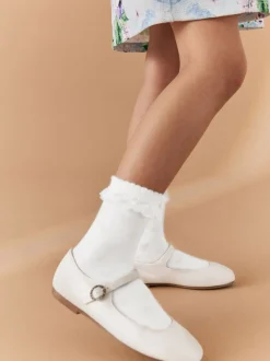 White 2 Pack Cotton Rich Heart Ruffle Ankle Socks