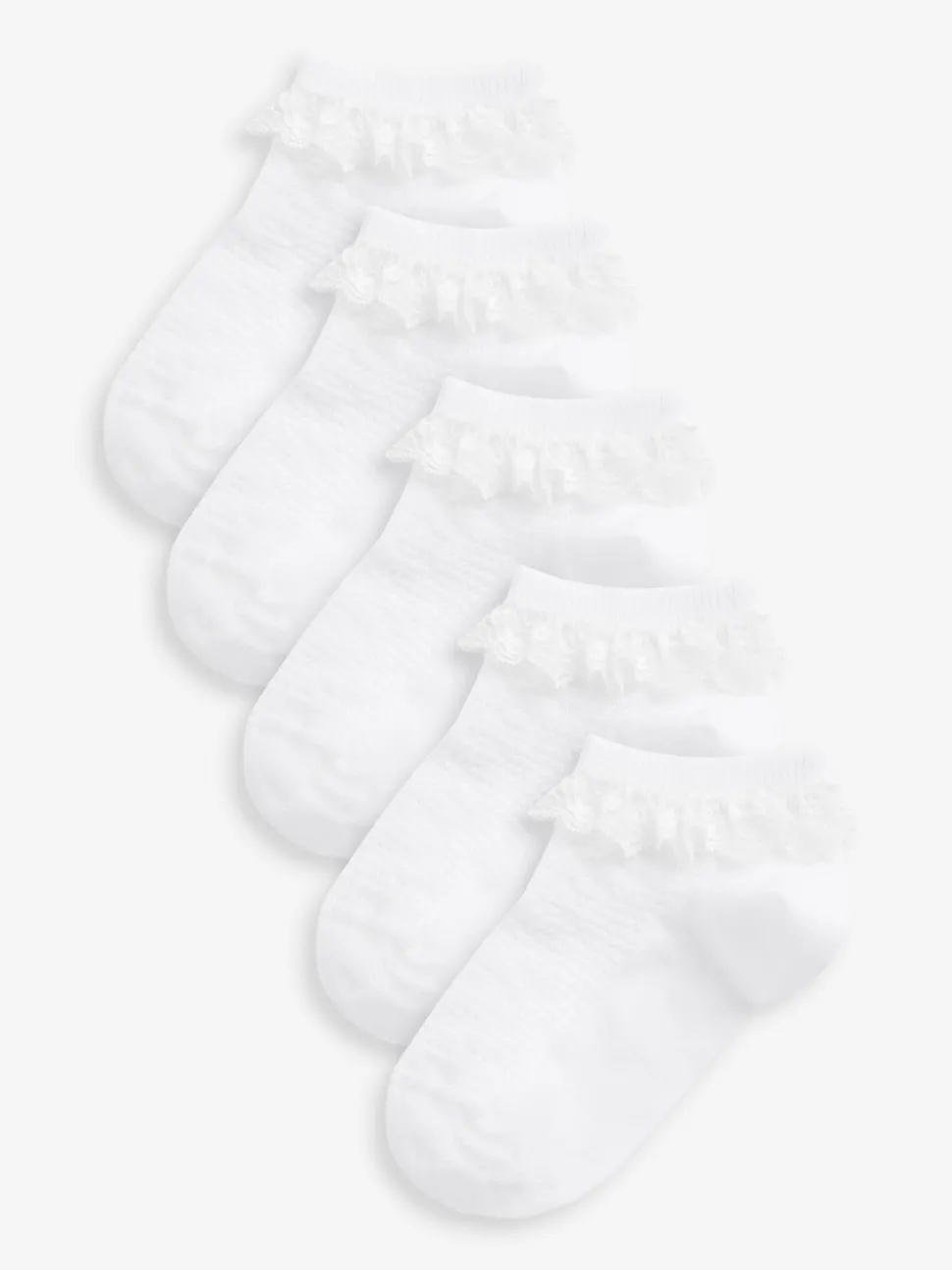 White 5 Pack Cotton Rich Ruffle Trainer Socks