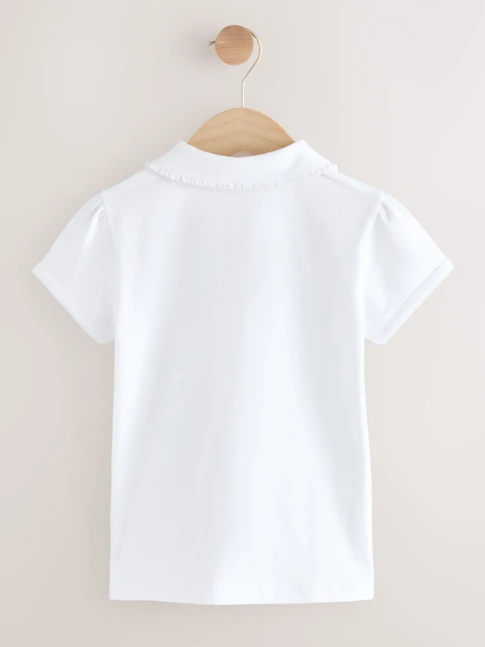 White 5 Pack Cotton Stretch Frill Collar School Polo Tops (3-16yrs)