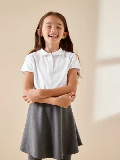 White 2 Pack Cotton Stretch Frill Collar School Polo Tops (3-16yrs)