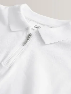 White 2 Pack 100% Cotton Zip Polo Shirts (3-16yrs)
