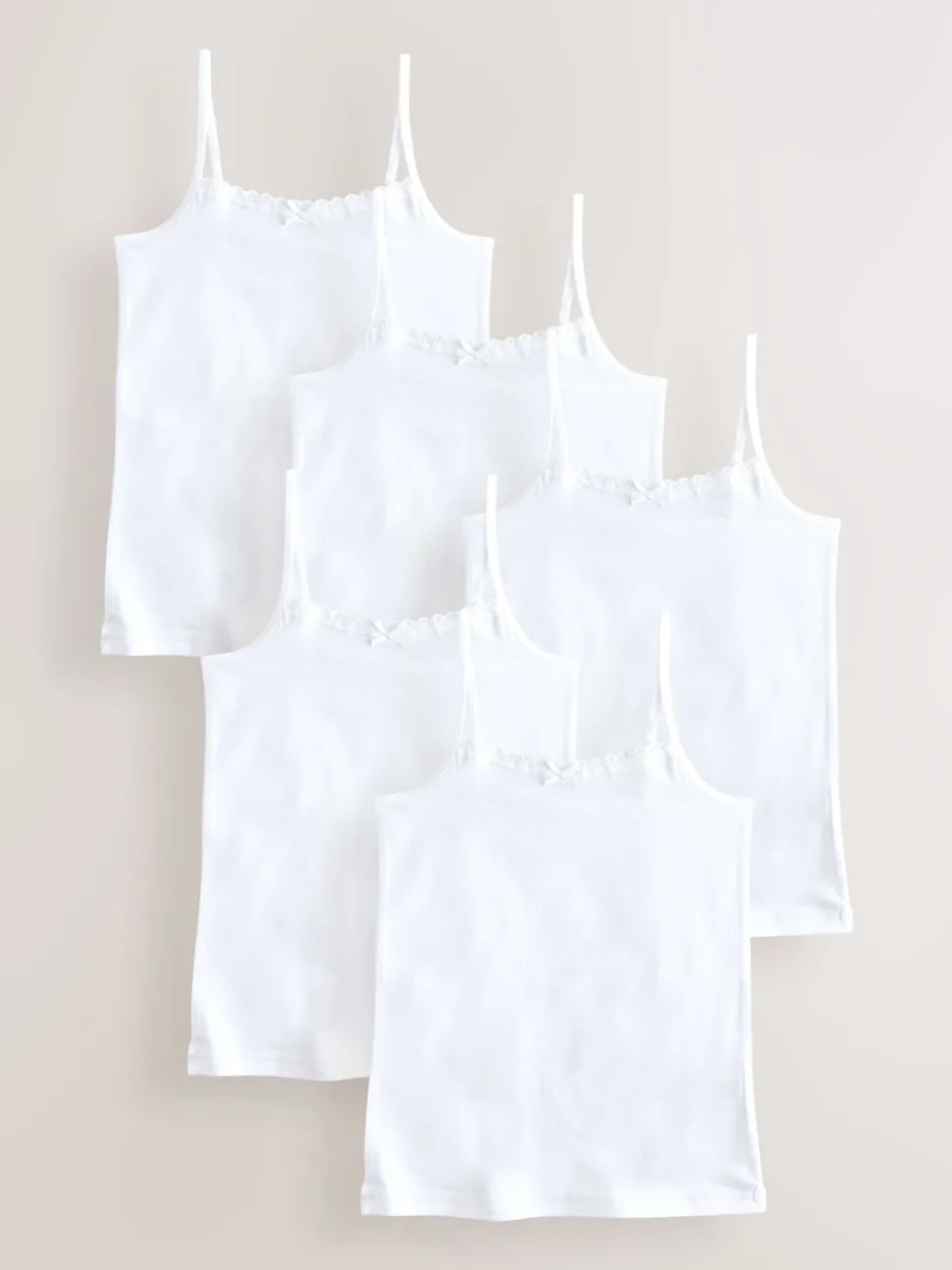White 5 Pack Elastic Strappy Cami Vests (1.5-16yrs)