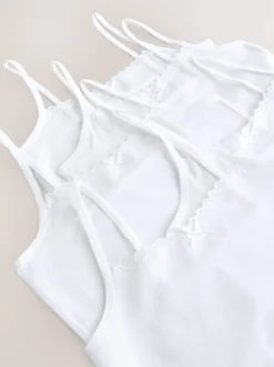White 5 Pack Elastic Strappy Cami Vests (1.5-16yrs)