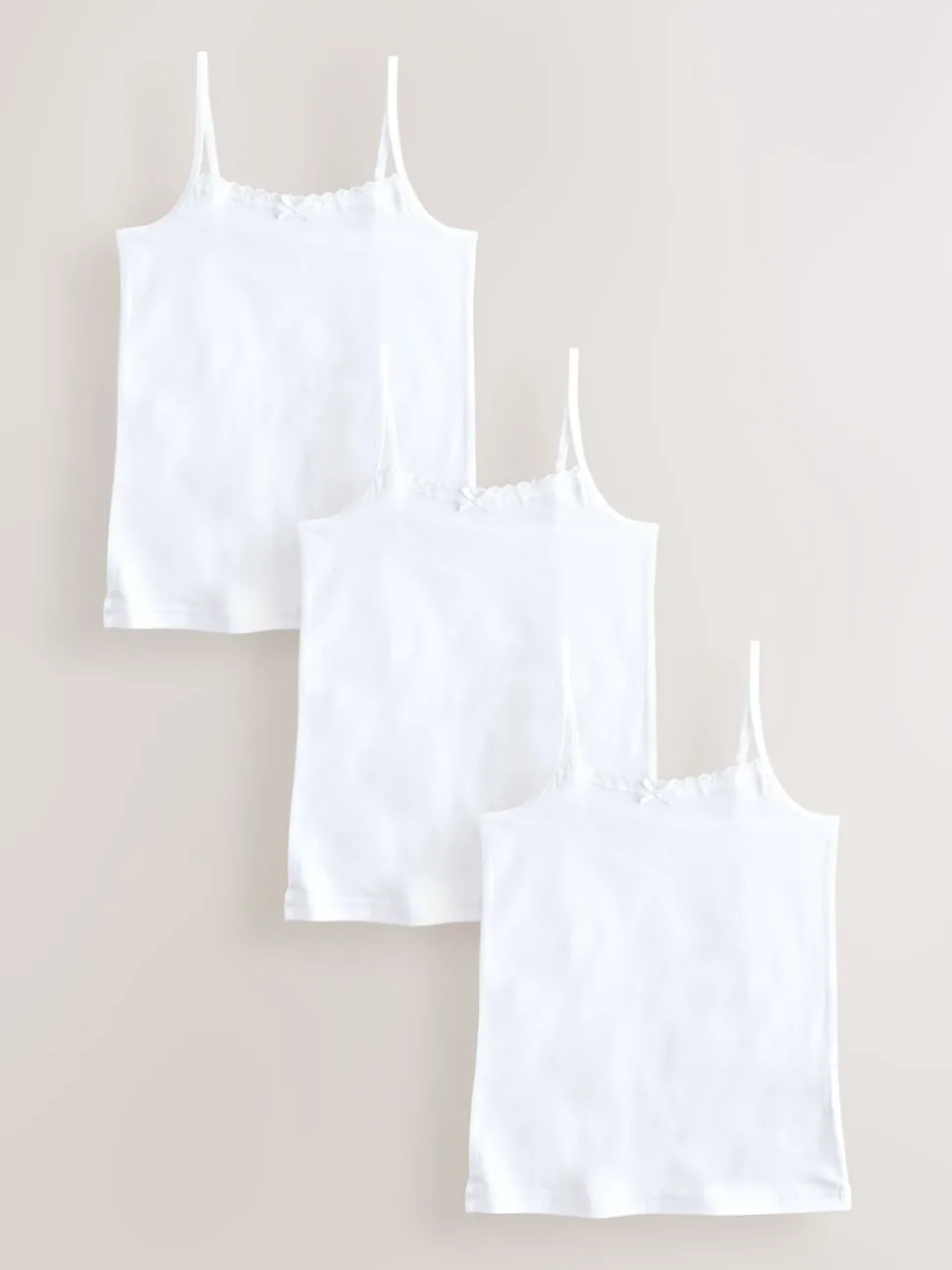 White 3 Pack Elastic Strappy Cami Vests (1.5-16yrs)
