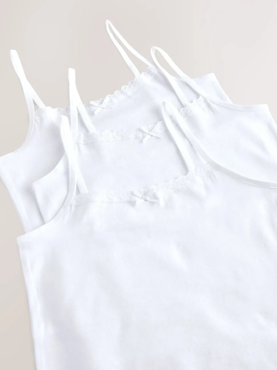 White 3 Pack Elastic Strappy Cami Vests (1.5-16yrs)