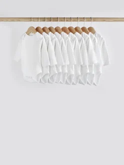 White 10 Pack Essential Baby Long Sleeve Bodysuits
