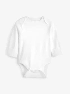 White 3 Pack Kind To Skin Long Sleeve Baby Bodysuits