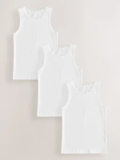 White 3 Pack Lace Trim Vest (1.5-16yrs)