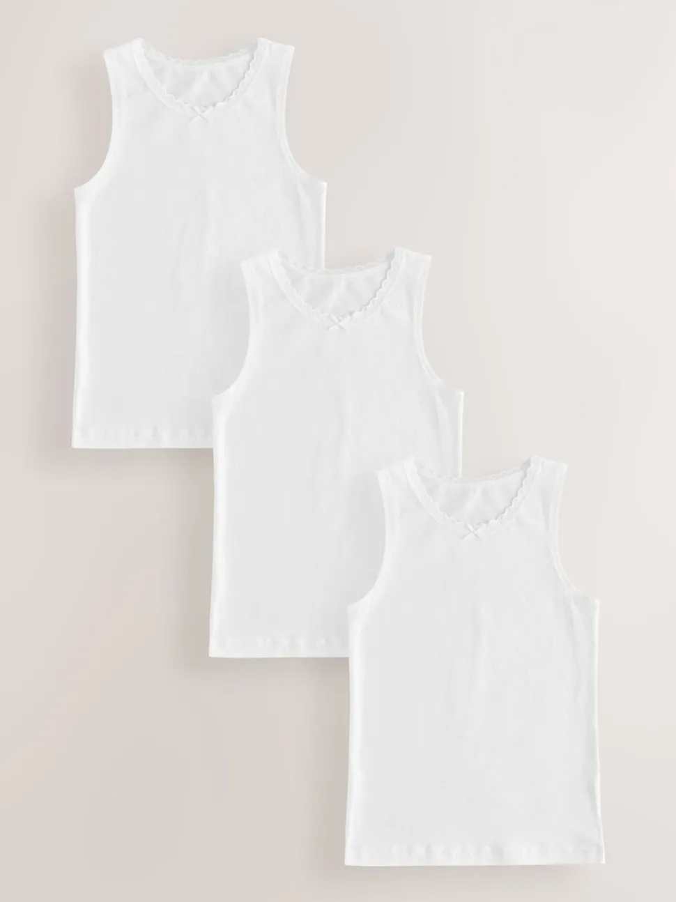 White 3 Pack Lace Trim Vest (1.5-16yrs)