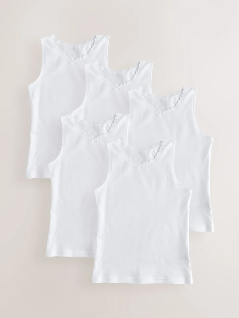White 5 Pack Lace Trim Vest (1.5-16yrs)