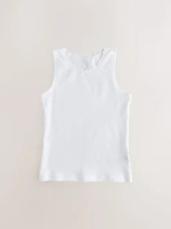 White 5 Pack Lace Trim Vest (1.5-16yrs)