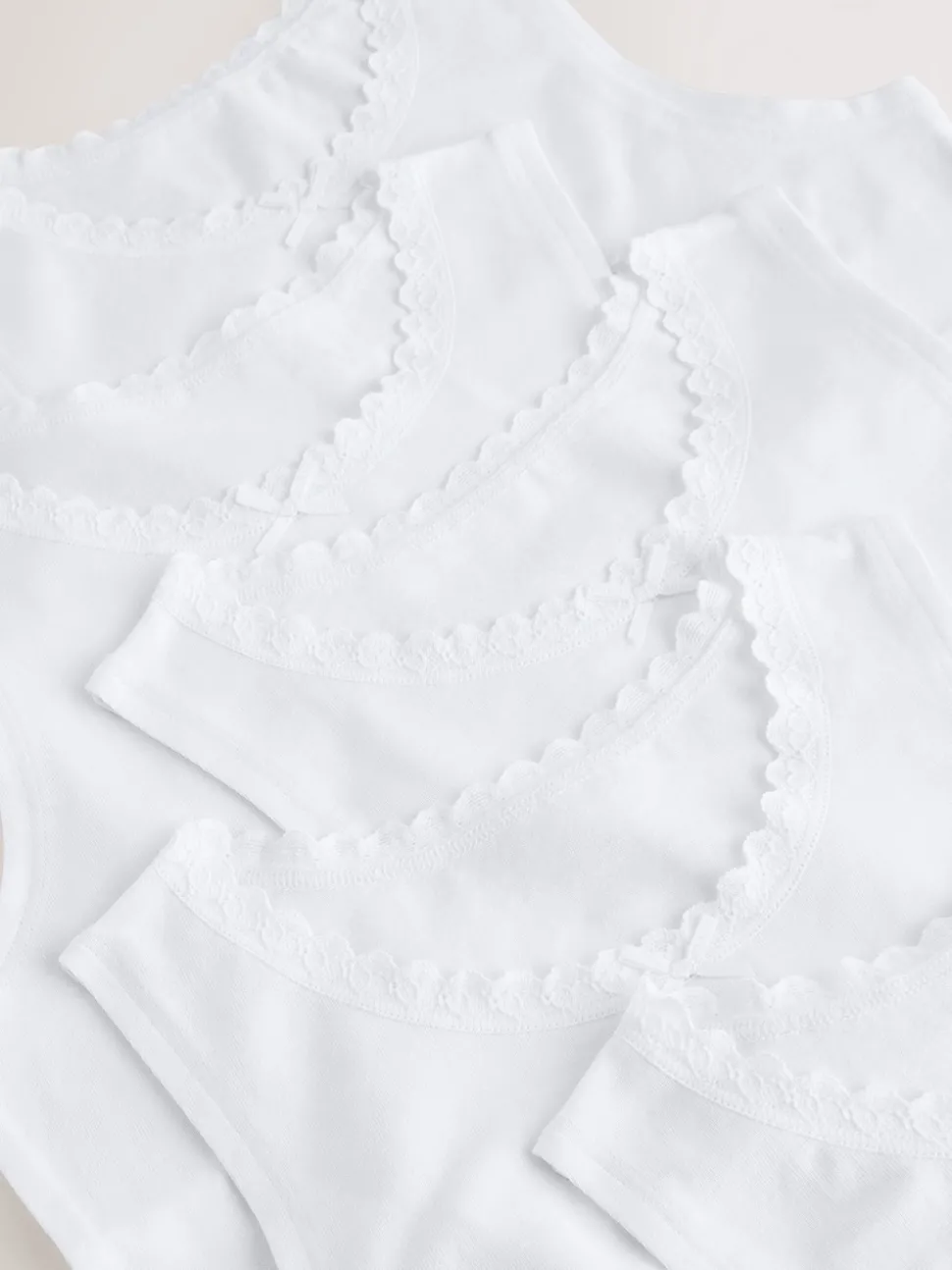 White 5 Pack Lace Trim Vest (1.5-16yrs)