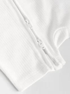 White 3 Pack Two Way Zip Baby 100% Cotton Rompers (0mths-3yrs)