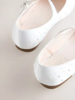White Pearl Effect Mary Jane Flower Girl Occasion Shoes