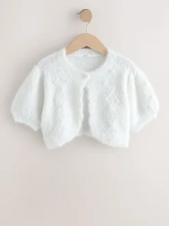 White Pearl Fluffy Occasion Shrug (3-16yrs)