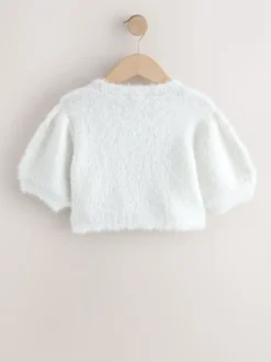 White Pearl Fluffy Occasion Shrug (3-16yrs)