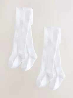 White Pelerine Baby Tights 2 Pack (0mths-2yrs)