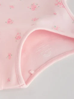 White/Pink 5 Pack Vest Baby Bodysuits