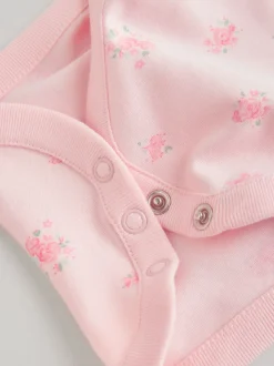 White/Pink 5 Pack Vest Baby Bodysuits