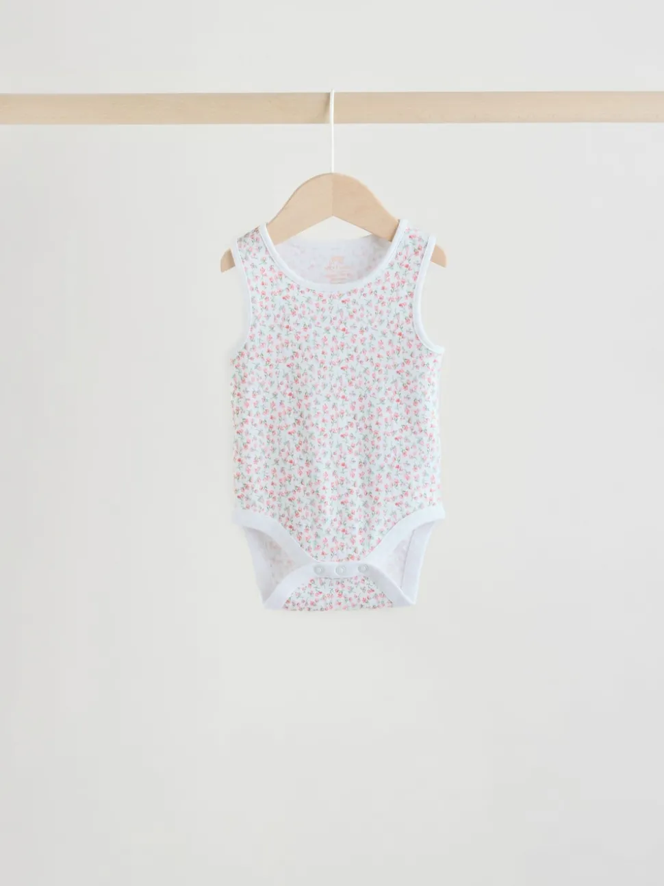 White/Pink 5 Pack Vest Baby Bodysuits