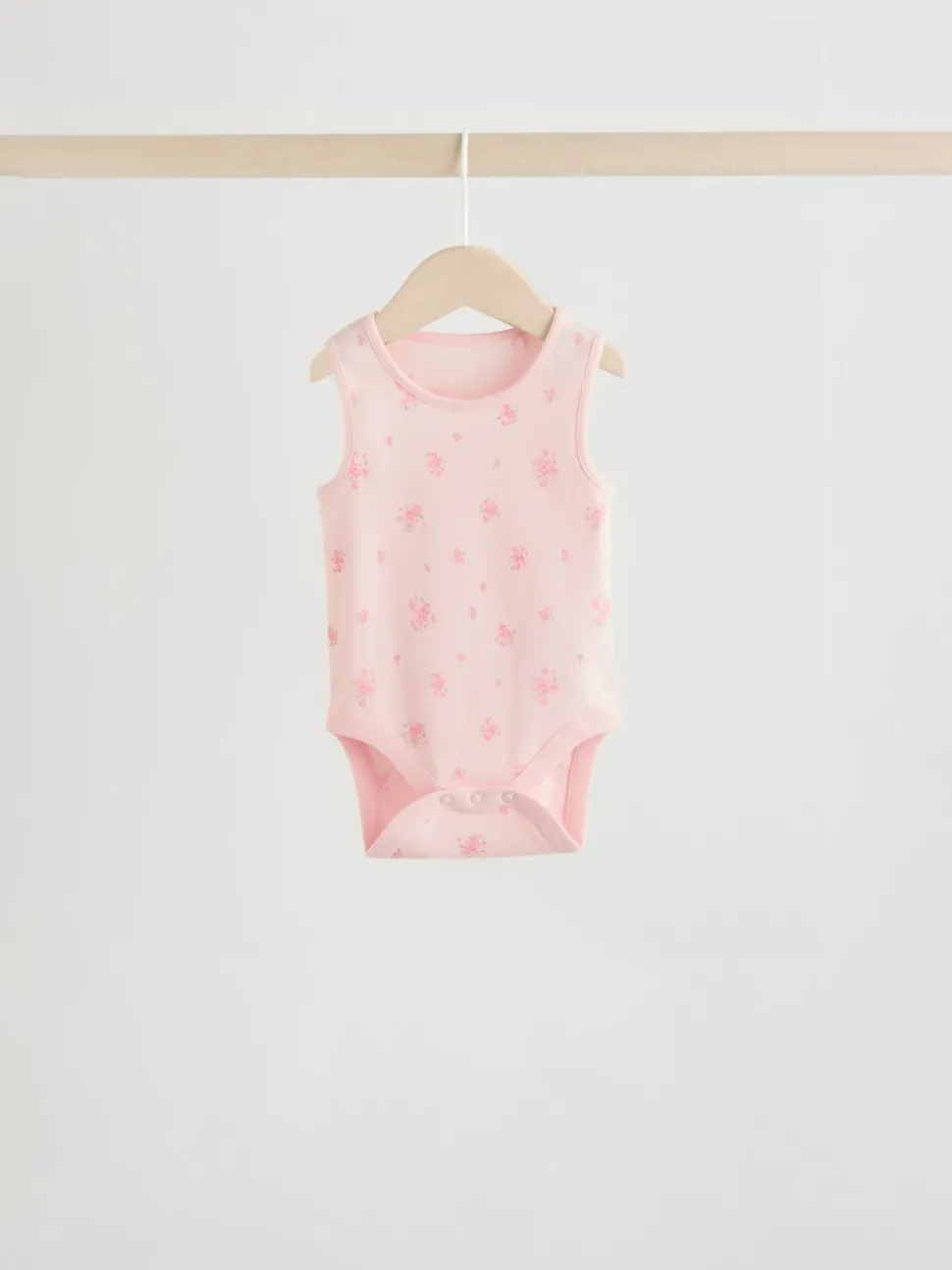 White/Pink 5 Pack Vest Baby Bodysuits