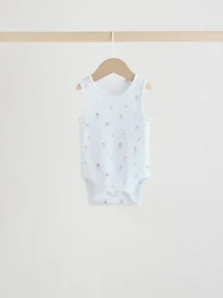 White/Pink 5 Pack Vest Baby Bodysuits
