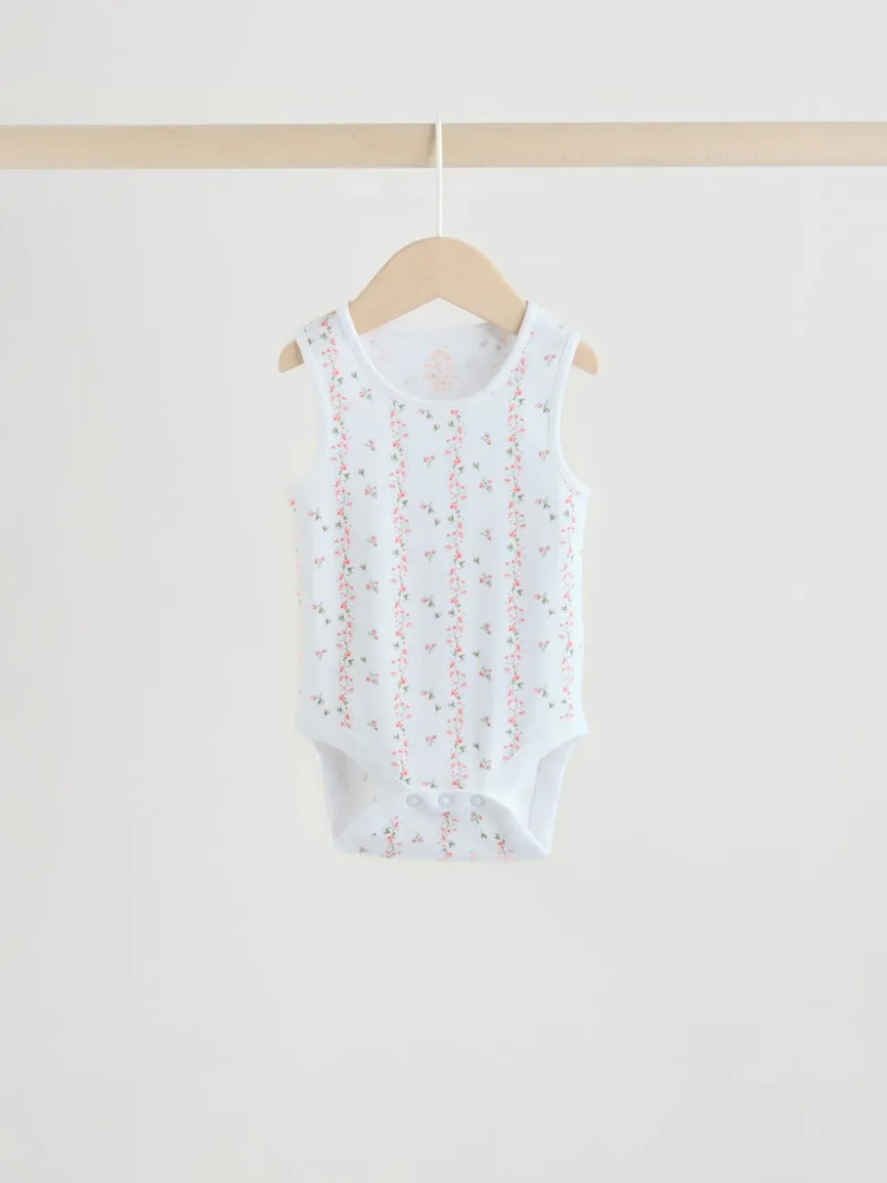 White/Pink 5 Pack Vest Baby Bodysuits