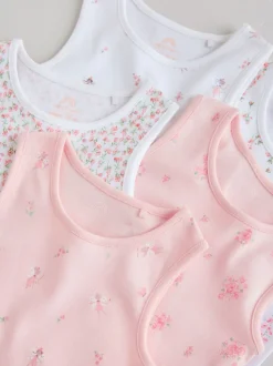 White/Pink 5 Pack Vest Baby Bodysuits