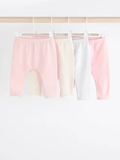 White/Pink Baby Leggings 4 Pack (0mths-2yrs)