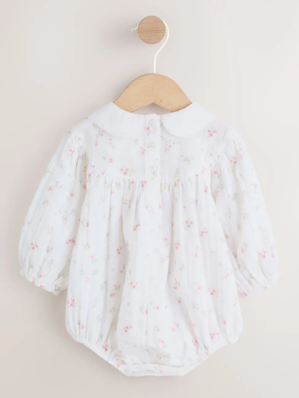 White/Pink Ditsy Baby Bloomer Rompers Set 2 Piece with Tights (0mths-3yrs)