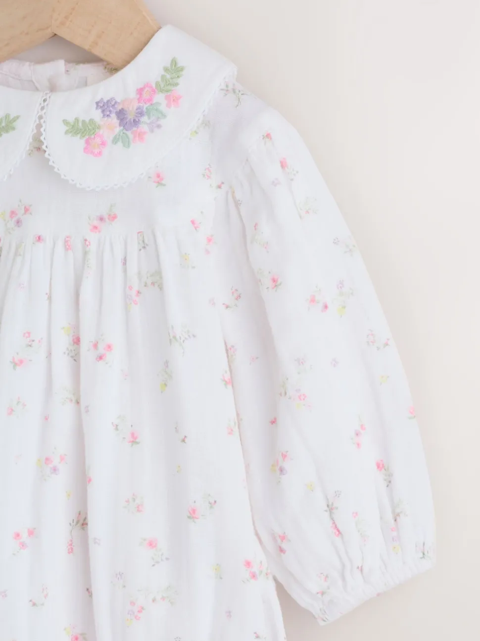 White/Pink Ditsy Baby Bloomer Rompers Set 2 Piece with Tights (0mths-3yrs)