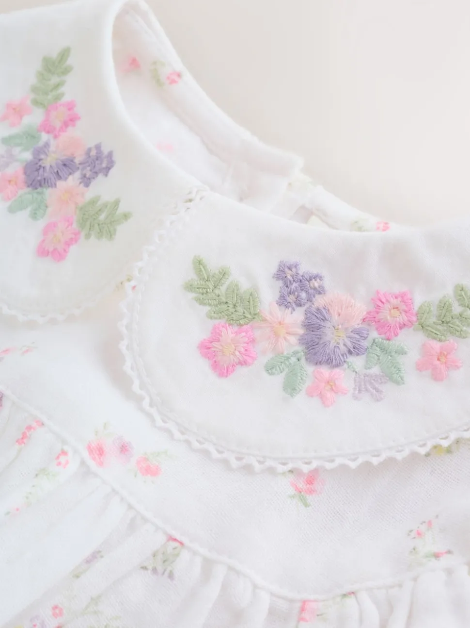 White/Pink Ditsy Baby Bloomer Rompers Set 2 Piece with Tights (0mths-3yrs)