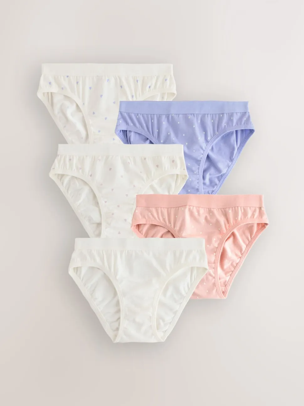 White/Pink ditsy print bikini brief 5 pack (5-16yrs)