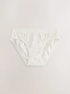 White/Pink ditsy print bikini brief 5 pack (5-16yrs)