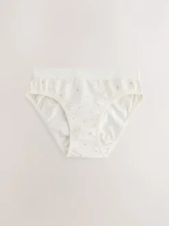 White/Pink ditsy print bikini brief 5 pack (5-16yrs)