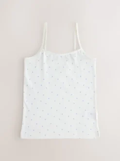 White/Pink Ditsy Printed Strappy Cami Vests 3 Pack (1.5-16yrs)