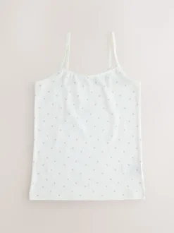White/Pink Ditsy Printed Strappy Cami Vests 3 Pack (1.5-16yrs)